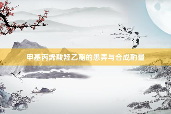 甲基丙烯酸羟乙酯的愚弄与合成酌量